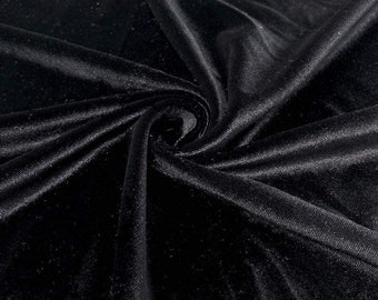 Mia Fabrics Black Stretch Velvet Fabric 60'' Wide, Sewing, Apparel, Costume, Craft {Choose quantity}