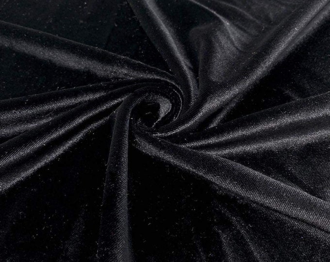 Mia Fabrics Black Stretch Velvet Fabric 60'' Wide, Sewing, Apparel, Costume, Craft {Choose quantity}