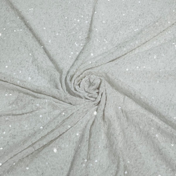 White Sequin Fabric Etsy