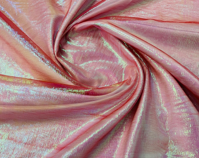 Mia's Fabrics Inc, Crush Iridescent Coral Shimmer Organza Fabric 45" Wide, C#11 Sells by The Yard