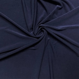 Navy Blue ITY Knit Fabric: 2-Way Stretch Spandex Polyester Jersey - Sold By The Yard