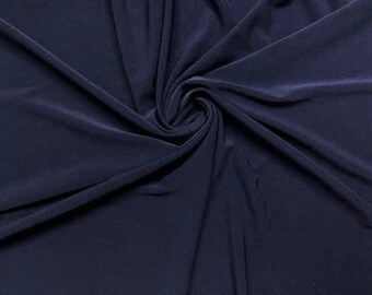 Navy Blue ITY Knit Fabric: 2-Way Stretch Spandex Polyester Jersey - Sold By The Yard