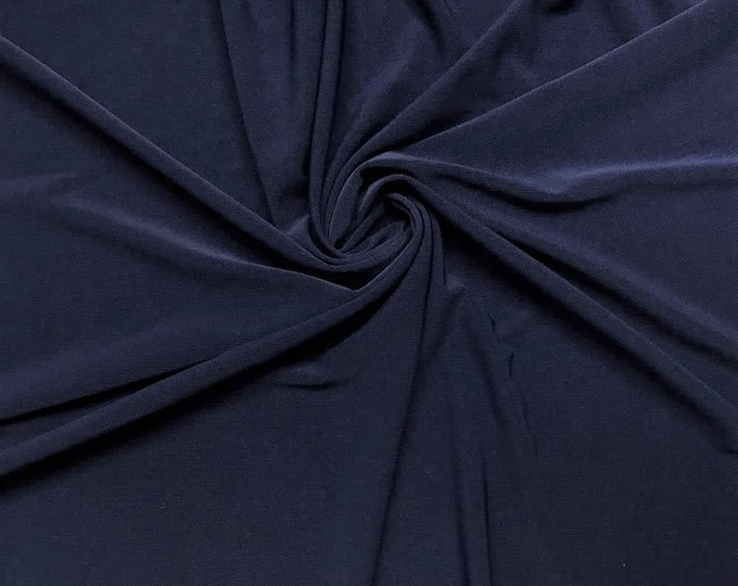 Mia's Fabrics Inc, 58/59" ITY Fabric - Navy Blue - 2 Way Stretch Spandex Polyester Knit Jersey Fabric Sold By The Yard