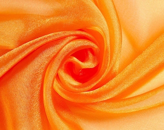 Orange Sparkle Crystal Organza Fabric: Sheer Shiny Material, 60" Wide