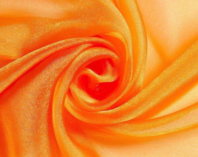 Orange Sparkle Crystal Organza Fabric: Sheer Shiny Material, 60" Wide