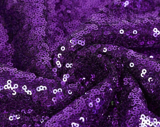 Purple Sequin Fabric Mini Glitz Sequins, By The Yard Sequin Fabric Dresses-Nightgowns-Prom Gown (Choose The Quantity)