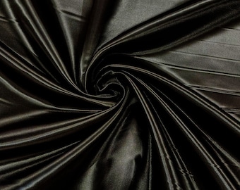 Black - 60" Shiny Heavy Bridal Satin Fabric for Wedding, Gala, Prom Dress Sold By Yard