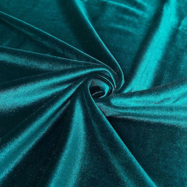 Mia Fabrics Teal Stretch Velvet Fabric 60'' Wide, Sewing, Apparel, Costume, Craft {Choose quantity}