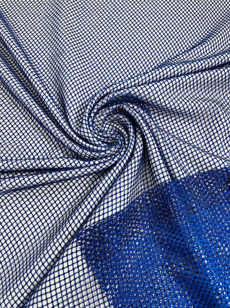 Royal Blue Rhinestone Fishnet Fabric: 4-way Stretch Spandex, Crystal ...