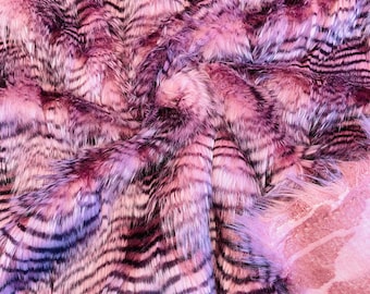 Mauve Dusty Rose Feather Shaggy Soft Faux Fur Fabric By Yard, Long Pile Thick Fur Fabric Fake Fur, Hobby, Costume, Decoration 60" Wide