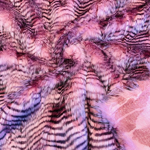 Mauve Shaggy Faux Fur Fabric: Dusty Rose Long Pile, 60" Wide