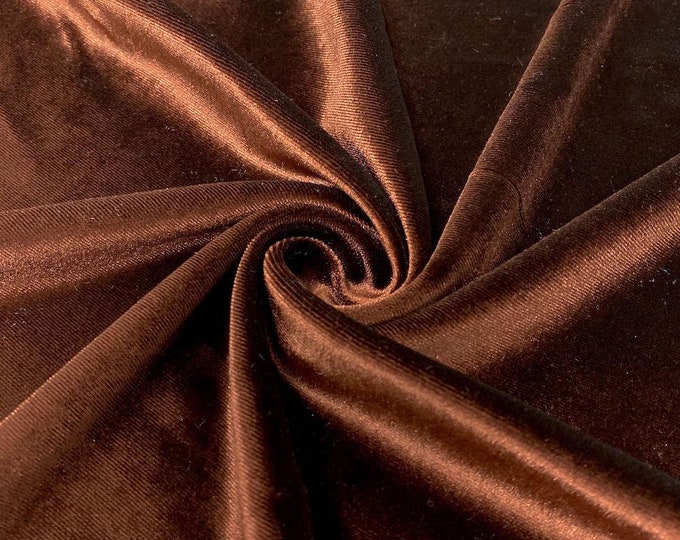 Mia Fabrics Brown Stretch Velvet Fabric 60'' Wide, Sewing, Apparel, Costume, Craft {Choose quantity}