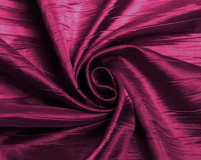 Crushed Taffeta Fabric - Magenta - 54" Inch Wide Crushed Taffeta Creased Fabric Sold by The Yard