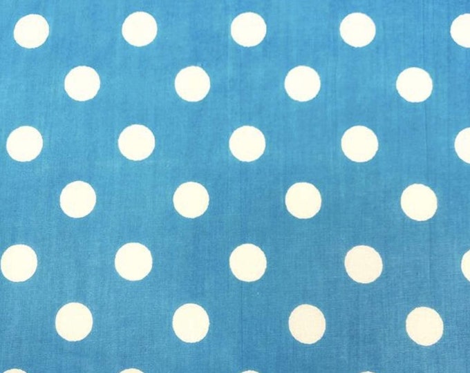 Mia's Fabrics Inc, Turquoise/White Small Polka Dot Poly Cotton Fabric by The Yard, 58”/60” (Pick a Size)