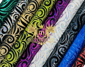 Hologram Metallic Stretch Velvet Fabric: 4-Way Stretch, 60” wide by the yard
