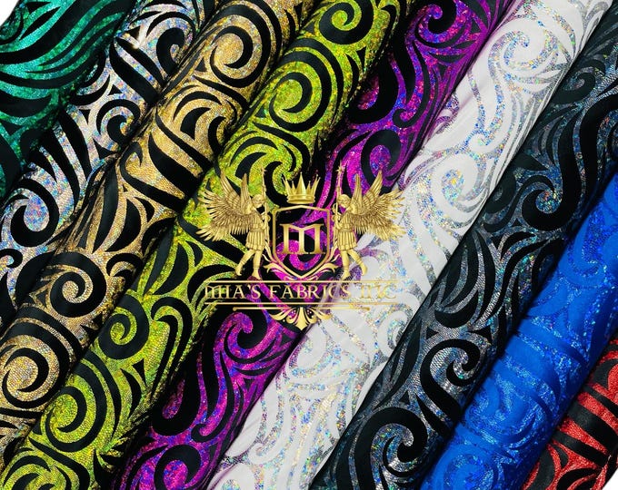 Hologram Metallic Stretch Velvet Fabric: 4-Way Stretch, 60” wide by the yard