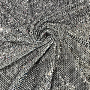 Sequins Velvet Fabric - Gray - 2Way Stretch Velvet With Partial Luxury Sequins  5mm Shining Sequin Velvet 58/60” (Choose The Quantity)