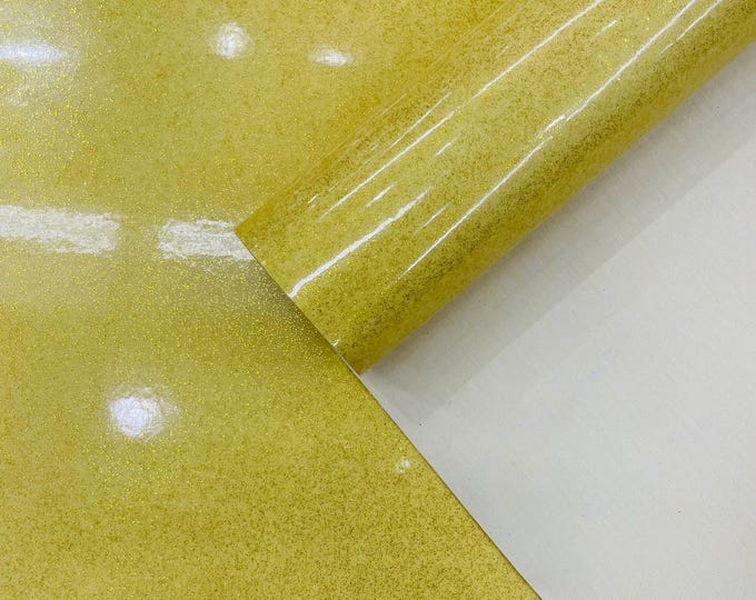 Yellow Sparkle Glitter Upholstery Vinyl Fabric - 54" Width Sold By The Yard, Sparkle Glitter Vinyl Upholstery