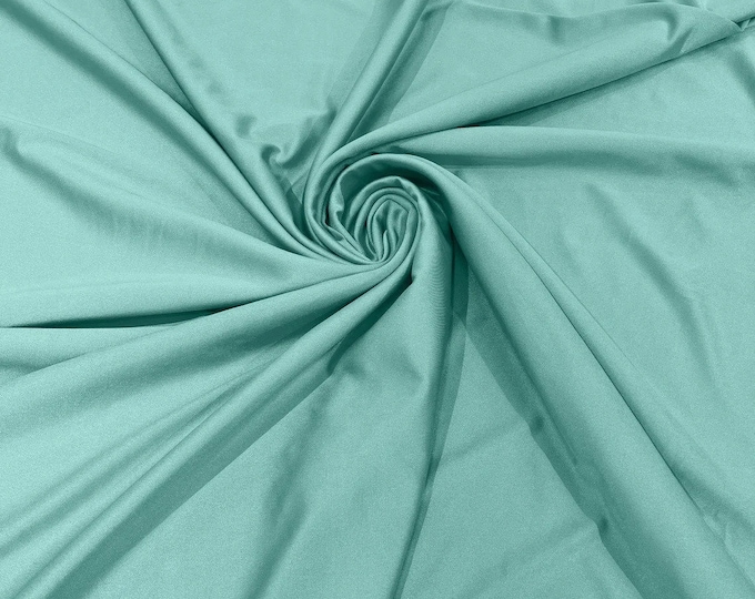 Aqua Green Shiny Milliskin Nylon Spandex Fabric 4 Way Stretch Prom-Gown-Dress, 58" Wide Sold by The Yard (Pick a Size)