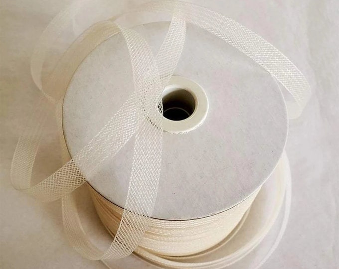 1/2 Inch Crinoline Horsehair Braid: Wedding Dress Trim - Black, White, Ivory