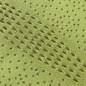 Olive Green Ostrich Gator Embossed Vinyl Fabric By The Yard, 2 Tone Crocodile Ostrich Vinyl Leather Upholstery, Purses Shoes Wallets