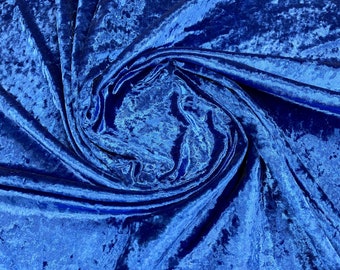 Royal Blue Stretch Crushed Velvet Fabric: 58"/60" Wide, Apparel, Costume
