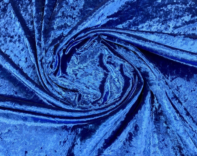 Royal Blue Stretch Crushed Velvet Fabric Sold By The Yard - 58”/60'' Wide, Sewing, Apparel, Costume, Craft