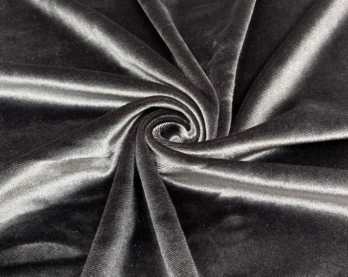 Mia Fabrics Charcoal Stretch Velvet Fabric 60'' Wide, Sewing, Apparel, Costume, Craft {Choose quantity}