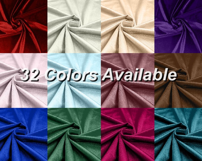 58"/60 Royal Velvet Upholstery Fabric - Solid High Quality Velvet Fabric Sold By The Yard (32 Colors Available)