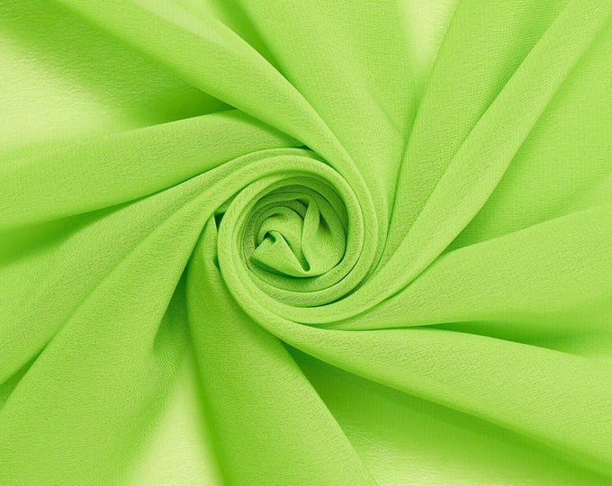 Apple Green Chiffon Fabric: Hi Multi Polyester, 58-60" Wide