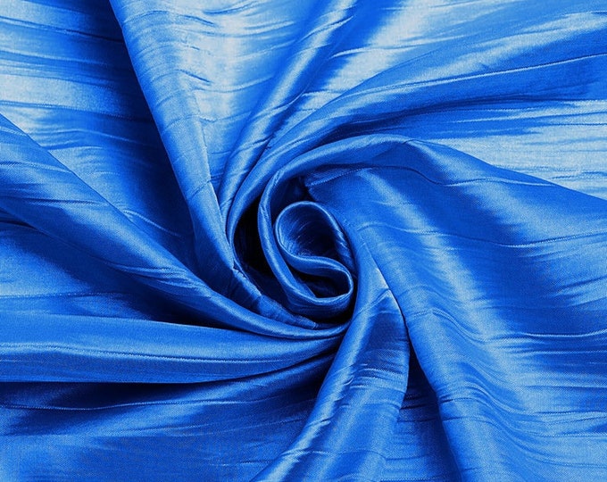 Crushed Taffeta Fabric - Ocean Blue - 54" Inch Wide Crushed Taffeta Creased Fabric Sold by The Yard