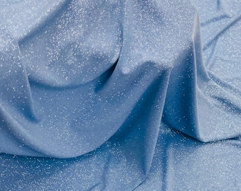 Denim Blue Glitter Spandex Fabric: 2-Way Stretch Shimmer - By The Yard