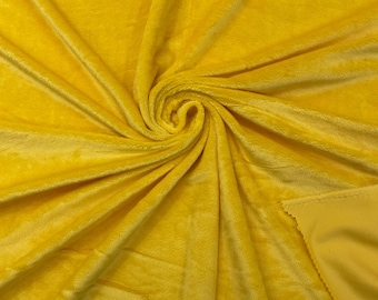 Yellow Minky Fabric By The Yard, Ultra Soft Fabric, 3.mm Pile, 2 Way Stretch Minky Fabric, 60” Wide Used for Blanket