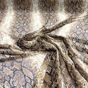Tan-Brown Exotic Snake Design Print on Power Mesh Fabric 60&quot; Wide, 4 Way Stretch Sold By The Yard (Free Shipping)