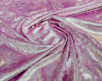 Pink Iridescent Snake Skin Velvet Spandex Fabric - 58"/60"