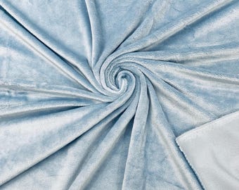 Baby Blue Minky Fabric By The Yard, Ultra Soft Fabric, 3.mm Pile, 2 Way Stretch Minky Fabric, 60” Wide Used for Blanket