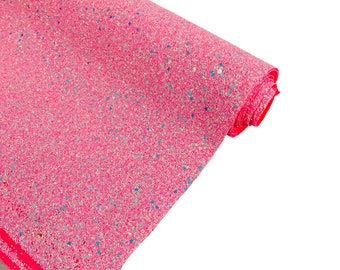 Candy Pink Iridescent Chunky Glitter Vinyl Fabric - 54" Wide - Sold By The Yard