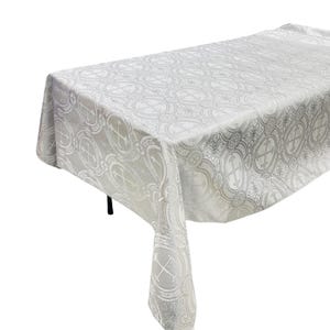 White Silver Religious Brocade Tablecloth - Liturgical Fabric, Ecclesiastical Jacquard Tablecloth, Church Vestment, Cross Brocade Tablecloth