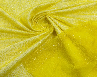 Yellow Beaded Lace Fabric: 3D Sequin Embroidery, Bridal Wedding Dress