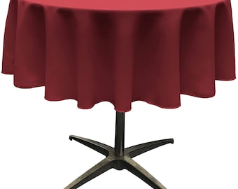 Cranberry Polyester Round Tablecloth: Wrinkle Resistant Banquet Cloth