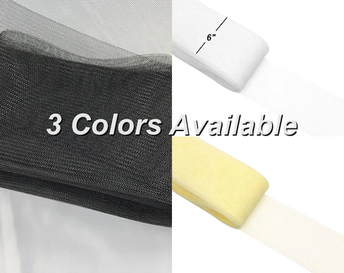 6" Inch Crinoline Horsehair Braid for Trim, Wedding Dress, Bridal Decor Sold By The Yard (3 Colors Available)
