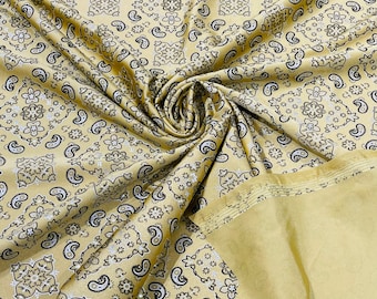 Gold Bandana Print Fabric: 4-Way Stretch Nylon Spandex - Sold By The Yard