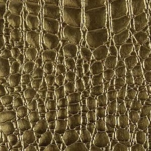 Gold Metallic Vinyl Kunstleder Pleather Geprägt Glänzende Alligator Stoff - Bulk Stock Polstertaschen Schuhe Geldbörsen Gürtel