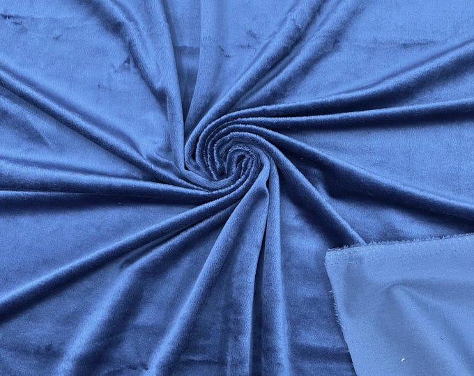 Navy Blue Minky Fabric By The Yard, Ultra Soft Fabric, 3.mm Pile, 2 Way Stretch Minky Fabric, 60” Wide Used for Blanket