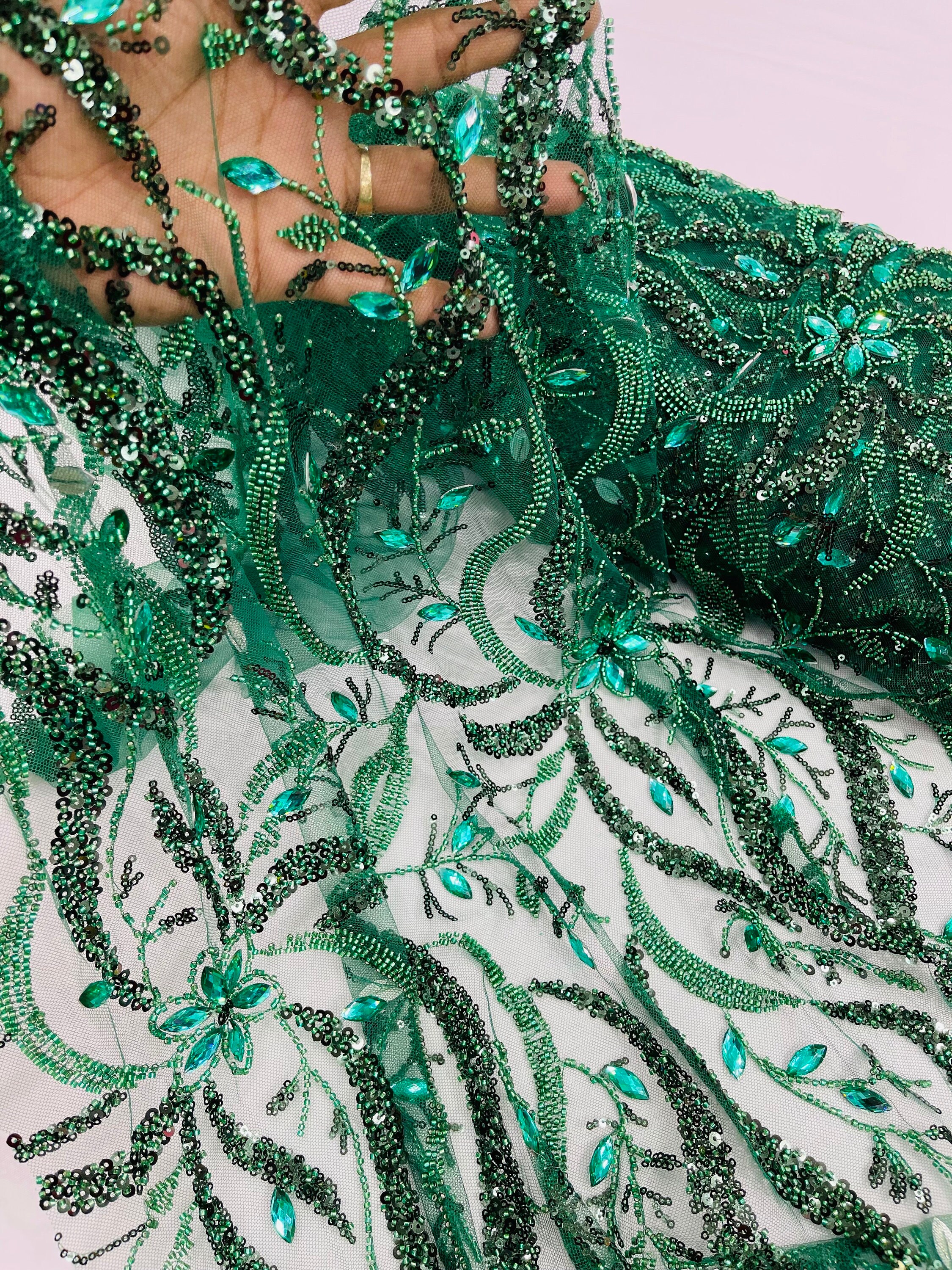 Emerald Green Lace Fabric -  Canada