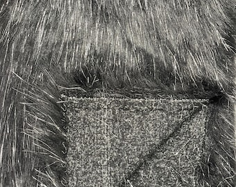 Black Tinsel Shaggy Faux Fur Fabric: Luxury Long Pile, 60" Wide