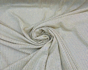 Iridescent Rhinestones Fabric On Champagne Power Mesh Nylon Spandex With Crystal Stones, AB Rhinestones sold by the yard