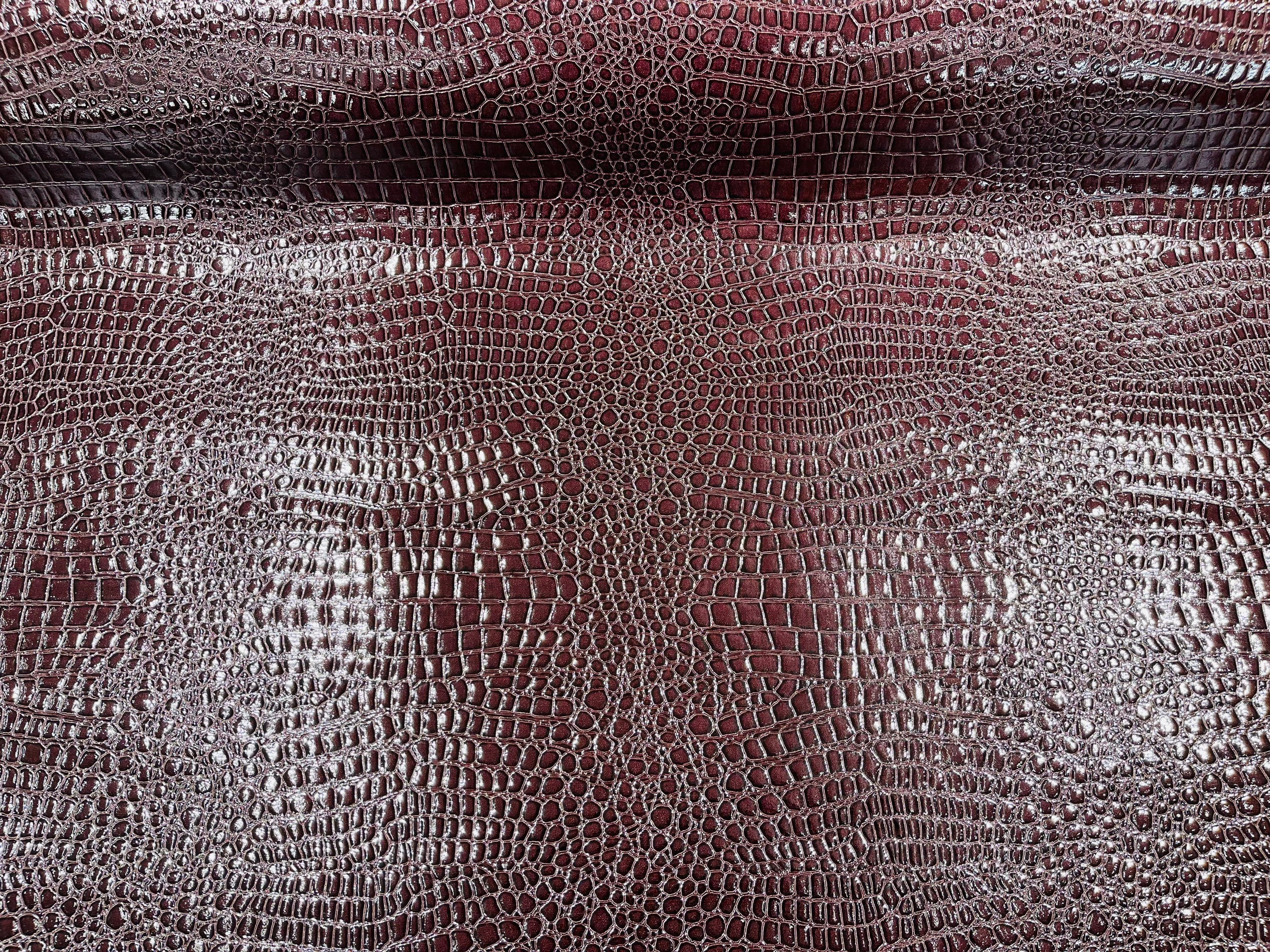 Vinyl Crocodile Gator RED Faux/Fake Leather Fabric by The Yard