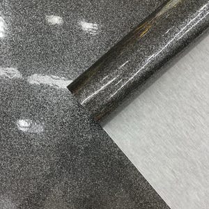 Charcoal Sparkle Glitter Vinyl Stoff: Polsterung Qualität, 139 cm breit