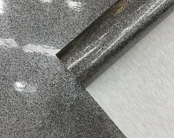 Charcoal Sparkle Glitter Vinyl Fabric: Upholstery Grade, 54" Wide